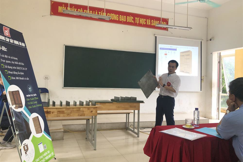 Trưởng nhóm tác giả trình bày quá trình nghiên cứu, thiết kế chế tạo và sử dụng Phần mềm trong Đào tạo Thi công sản xuất Nội thất bằng máy CNC